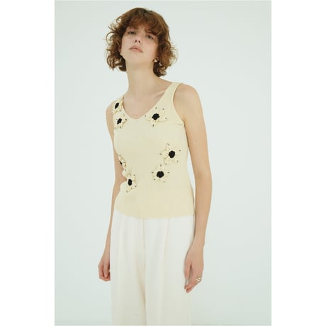 CLANE クラネ “FLOWER MOTIF CAMI KNIT TOPS” フラワーモチーフキャミニットトップス