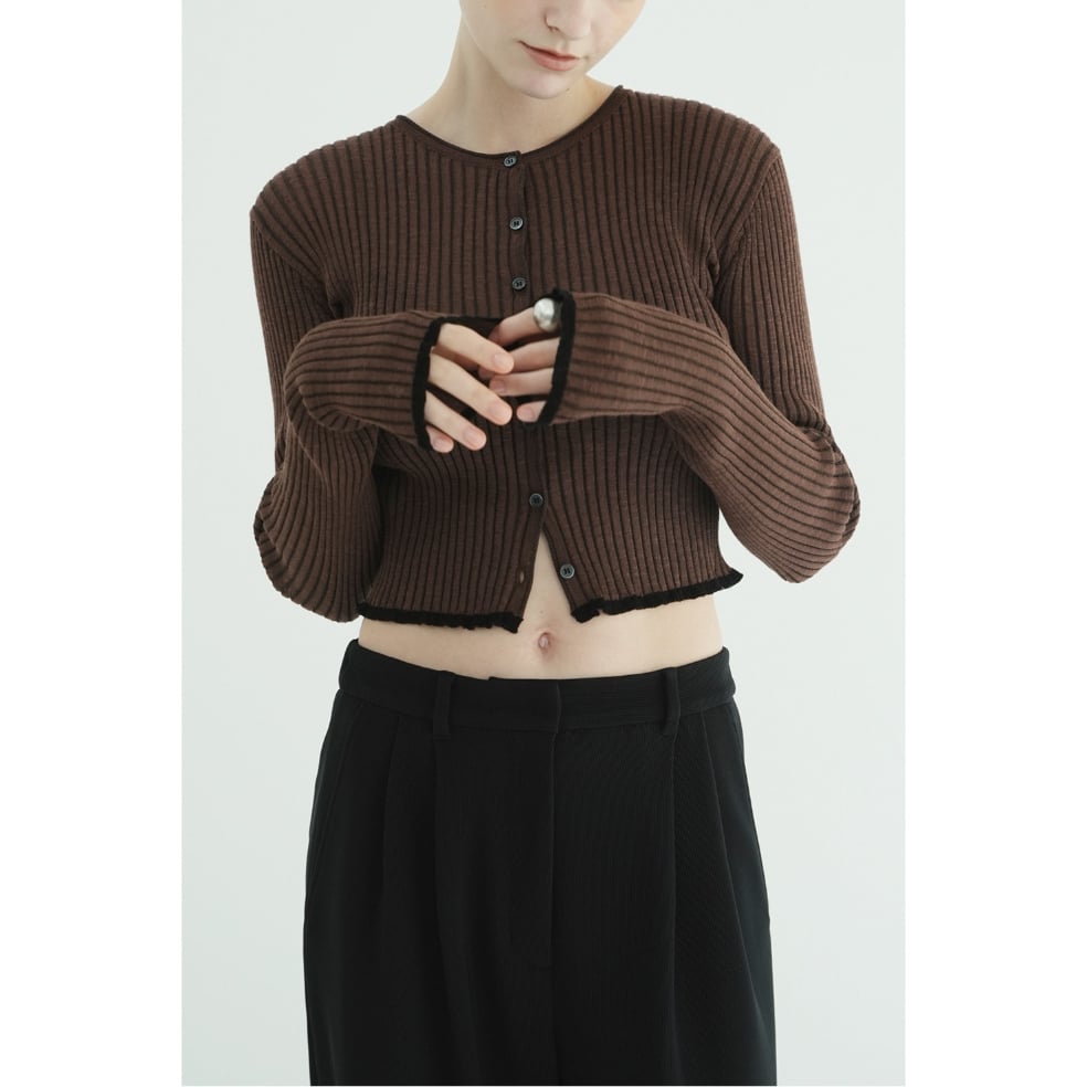 トップス CLANE CONTRAST TRIM SHEER KNIT CARDIGAN CLANE クラネ