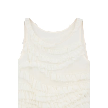CLANE クラネ “RANDOM FRILL SHEER N/S TOPS” ランダムフリルシアーノースリーブトップス