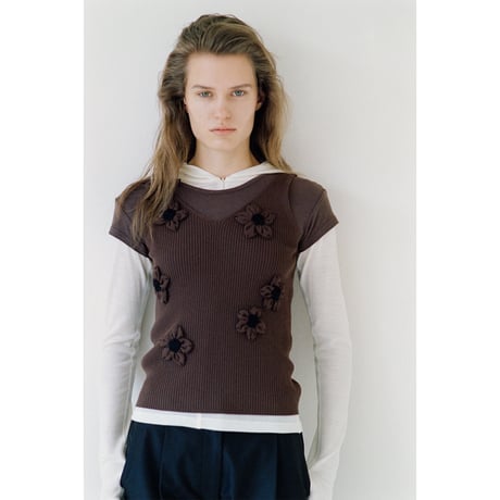 CLANE クラネ “FLOWER MOTIF CAMI KNIT TOPS” フラワーモチーフキャミニットトップス