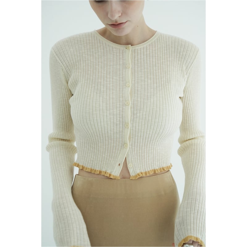 CLANE クラネ “CONTRAST TRIM SHEER KNIT CARDIGAN” コ