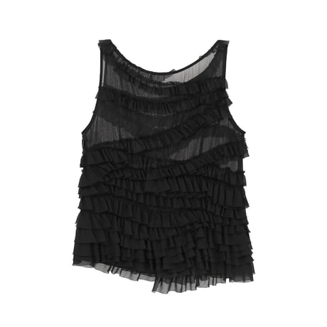 CLANE クラネ “RANDOM FRILL SHEER N/S TOPS” ランダムフリルシアーノースリーブトップス