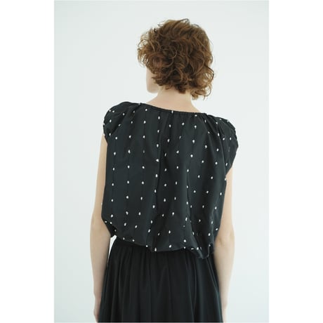 CLANE クラネ “W FACE DOT SLEEVELESS RIBBON TOPS” ダブルフェイスドットスリーブレスリボントップス