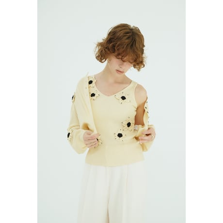 CLANE クラネ “FLOWER MOTIF CAMI KNIT TOPS” フラワーモチーフキャミニットトップス