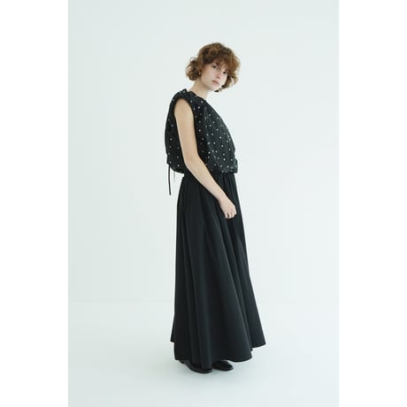 CLANE クラネ “W FACE DOT SLEEVELESS RIBBON TOPS” ダブルフェイスドットスリーブレスリボントップス