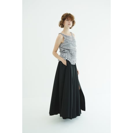 CLANE クラネ “RANDOM FRILL SHEER N/S TOPS” ランダムフリルシアーノースリーブトップス