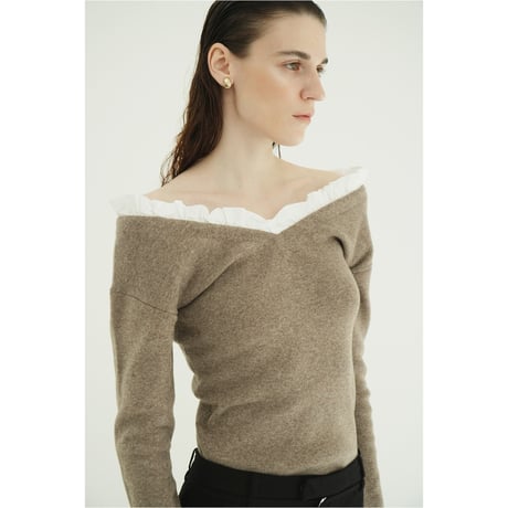 CLANE クラネ “2WAY FRILL V NECK KNIT TOPS” ２ウェイフリルブイネックニットトップス