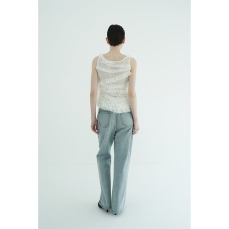 CLANE クラネ “RANDOM FRILL SHEER N/S TOPS” ランダムフリルシアーノースリーブトップス