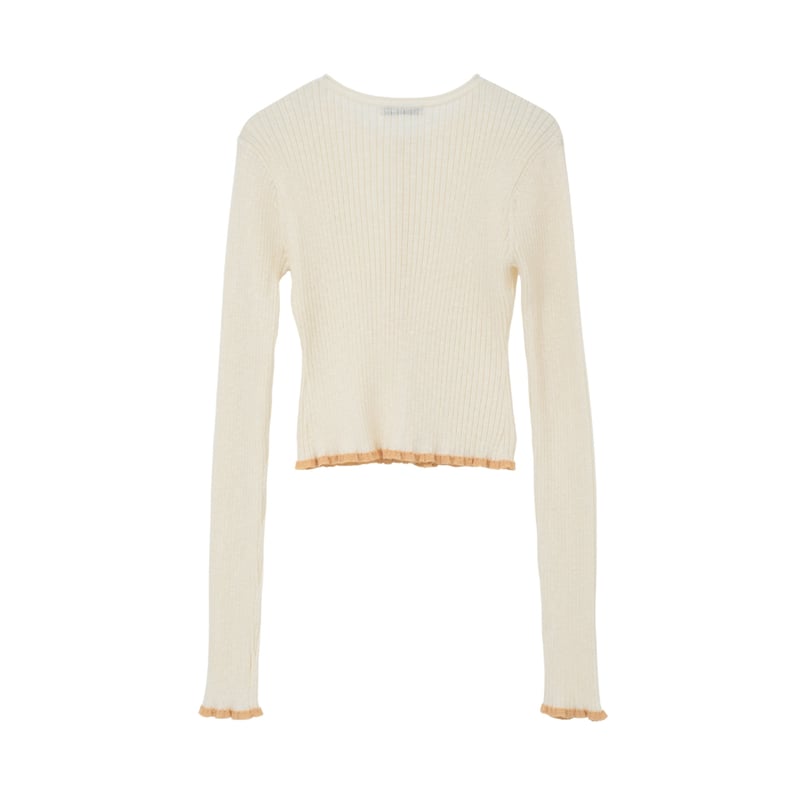 CLANE クラネ “CONTRAST TRIM SHEER KNIT CARDIGAN” コ
