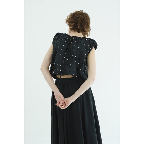 CLANE クラネ “W FACE DOT SLEEVELESS RIBBON TOPS” ダブルフェイスドットスリーブレスリボントップス