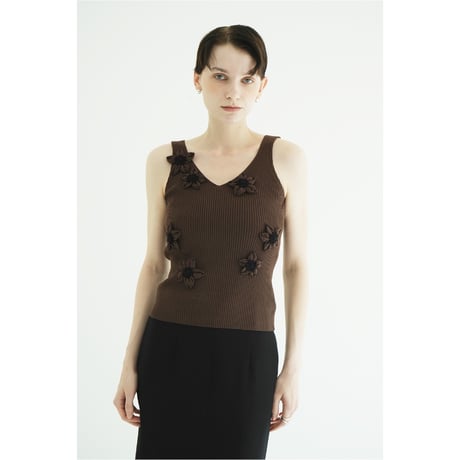 CLANE クラネ “FLOWER MOTIF CAMI KNIT TOPS” フラワーモチーフキャミニットトップス