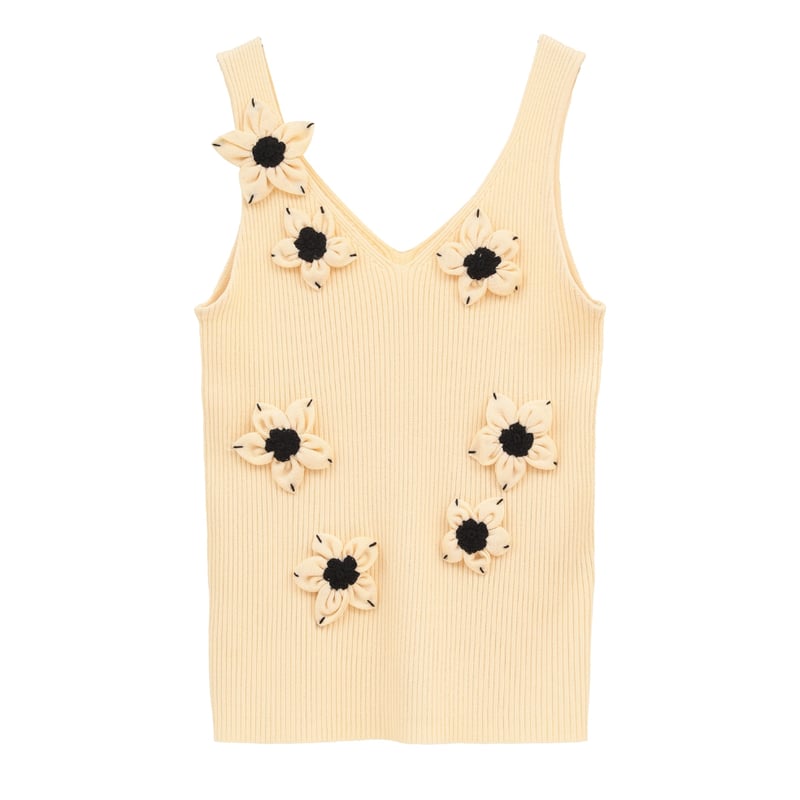 CLANE クラネ “FLOWER MOTIF CAMI KNIT TOPS” フラワーモチー