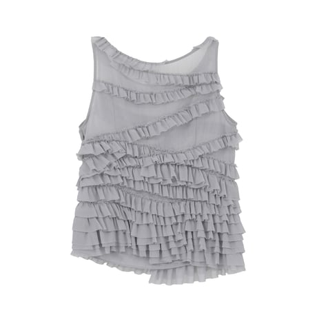 CLANE クラネ “RANDOM FRILL SHEER N/S TOPS” ランダムフリルシアーノースリーブトップス