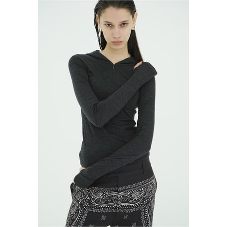 CLAANE クラネ “HALF ZIP WOOL HOODED TOPS” ハーフジップウールフーディートップス