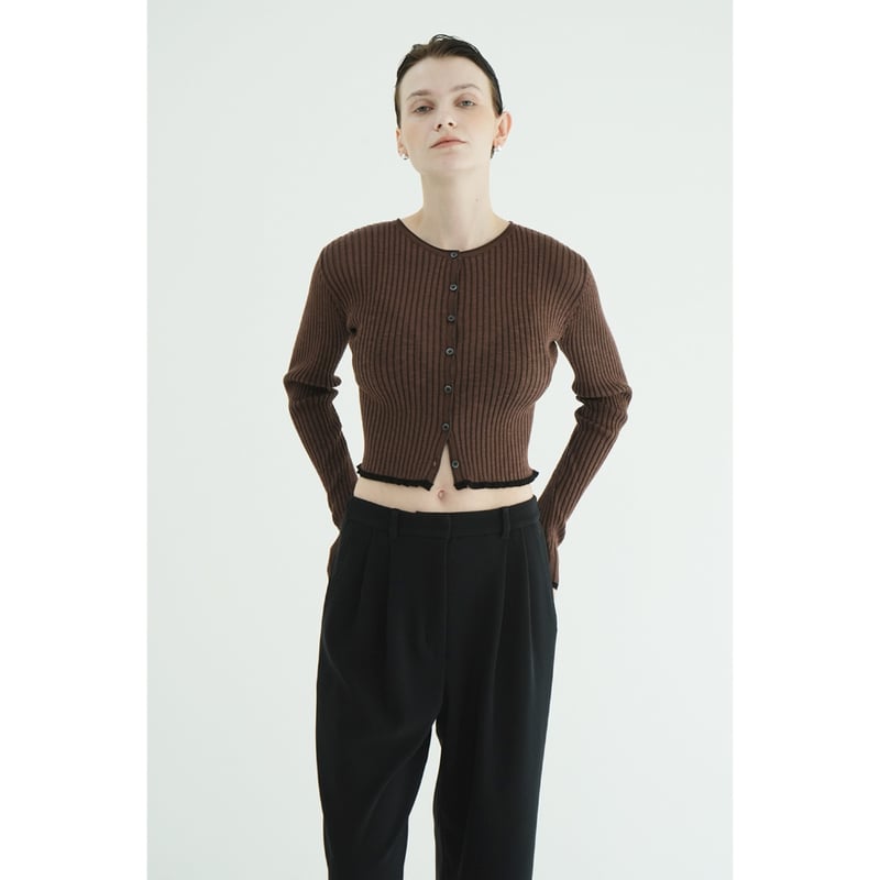 CLANE クラネ “CONTRAST TRIM SHEER KNIT CARDIGAN” コ