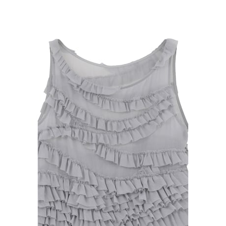 CLANE クラネ “RANDOM FRILL SHEER N/S TOPS” ランダムフリルシアーノースリーブトップス