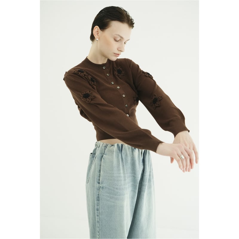 CLANE クラネ “FLOWER MOTIF KNIT CARDIGAN” フラワーモチーフ