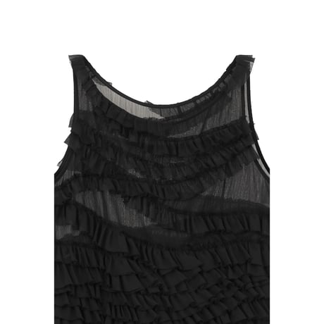 CLANE クラネ “RANDOM FRILL SHEER N/S TOPS” ランダムフリルシアーノースリーブトップス