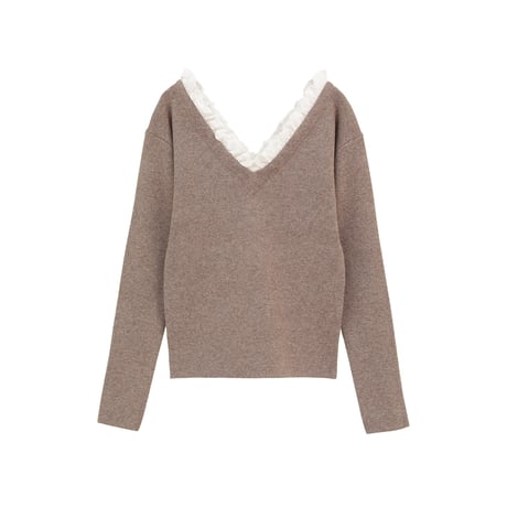 CLANE クラネ “2WAY FRILL V NECK KNIT TOPS” ２ウェイフリルブイネックニットトップス