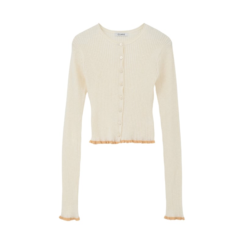 CLANE クラネ “CONTRAST TRIM SHEER KNIT CARDIGAN” コ