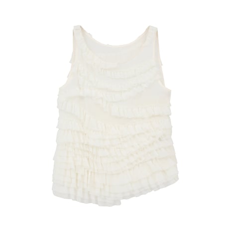 CLANE クラネ “RANDOM FRILL SHEER N/S TOPS” ランダムフリルシアーノースリーブトップス