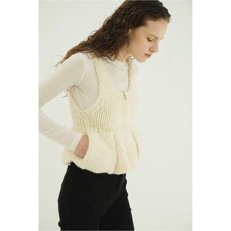 CLANE クラネ “W FACE HAND KNIT PEPLUM BUSTIER” ダブルフェイスハンドニットペプラムビスチェ