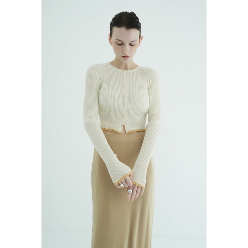 CLANE クラネ “CONTRAST TRIM SHEER KNIT CARDIGAN” コ
