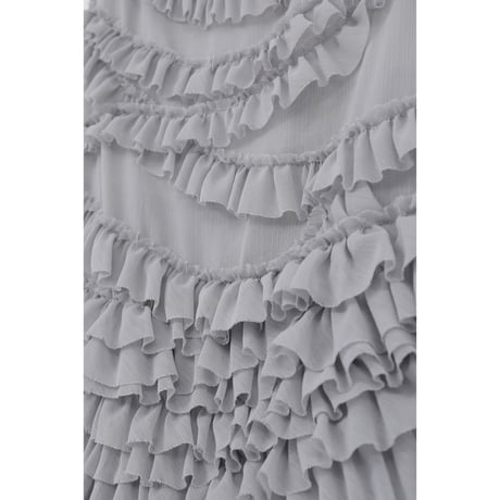 CLANE クラネ “RANDOM FRILL SHEER N/S TOPS” ランダムフリルシアーノースリーブトップス
