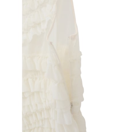 CLANE クラネ “RANDOM FRILL SHEER N/S TOPS” ランダムフリルシアーノースリーブトップス