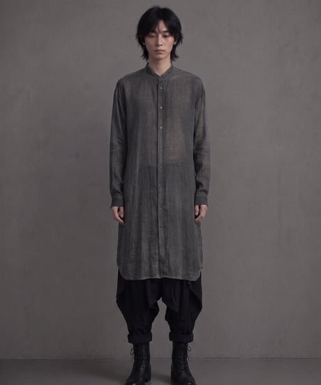 墨染ボイルスタンドロングシャツ