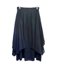新 黒藍下斜グラデコットン二重四角スカート