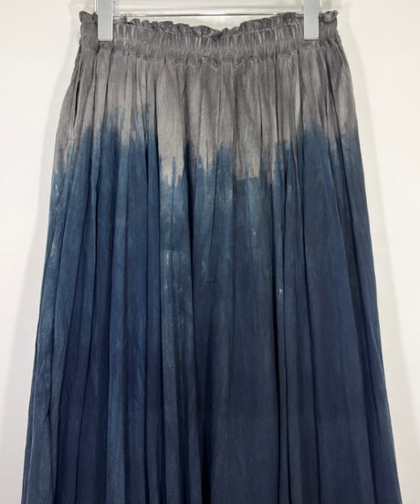 藍墨下グラデ紐シャーリングスカート