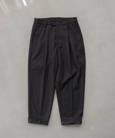 HERRINGBONE TWEED WIDE TAPERED TROUSERS