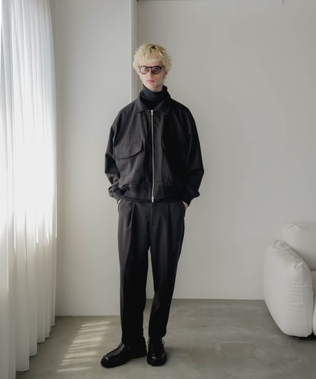 HERRINGBONE TWEED WIDE TAPERED TROUSERS