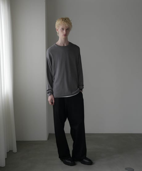 LUXURY MATERIAL SILK COTTON KNIT L/S TEE