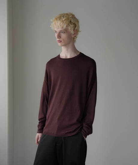 LUXURY MATERIAL SILK COTTON KNIT L/S TEE