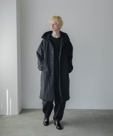 PADDED NYLON HOODED COAT