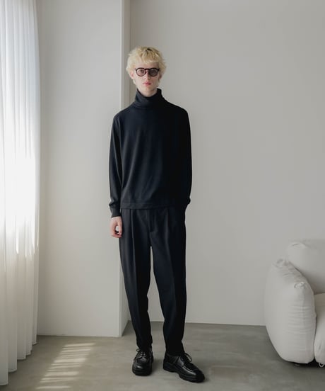 HERRINGBONE TWEED WIDE TAPERED TROUSERS