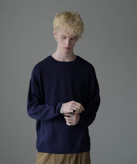 LUXURY MATERIAL SILK COTTON KNIT L/S TEE