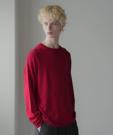 LUXURY MATERIAL SILK COTTON KNIT L/S TEE