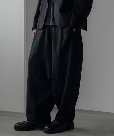 SHRINK WOOL LINEN ARTISAN SAROUEL PANTS