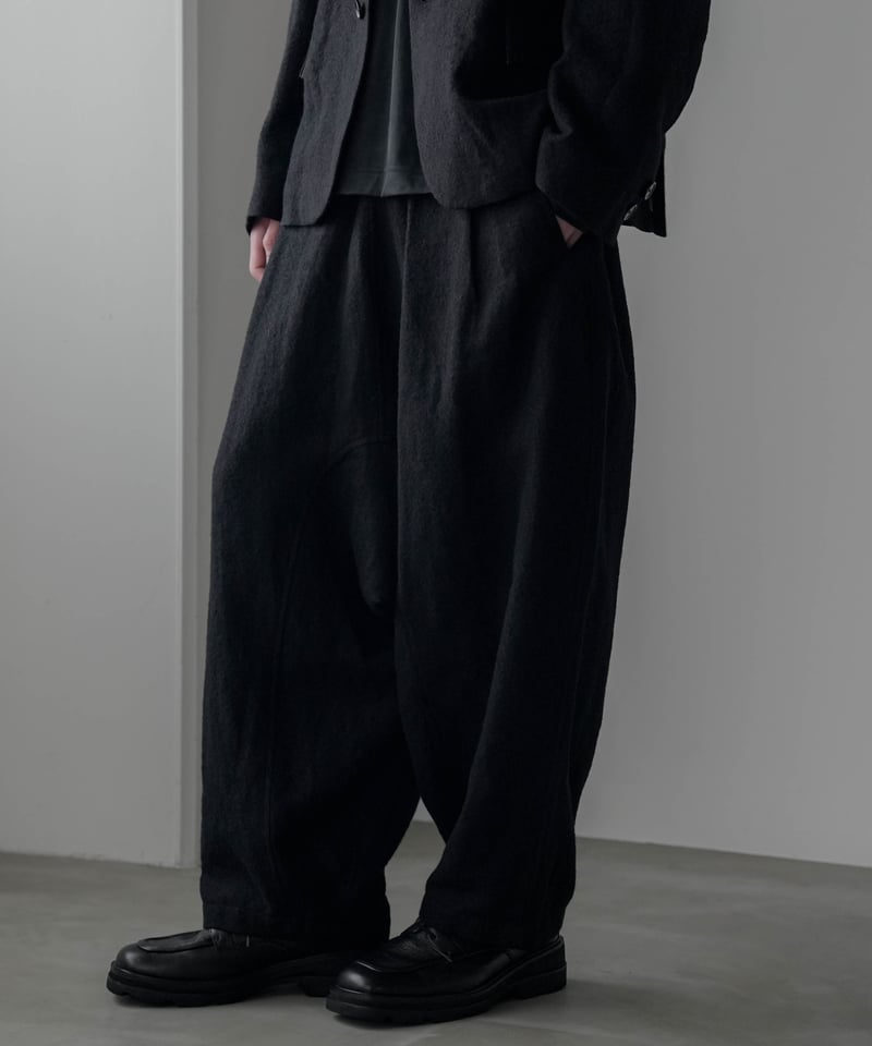 SHRINK WOOL LINEN ARTISAN SAROUEL PANTS | CTHY