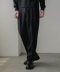 HERRINGBONE TWEED WIDE TAPERED TROUSERS