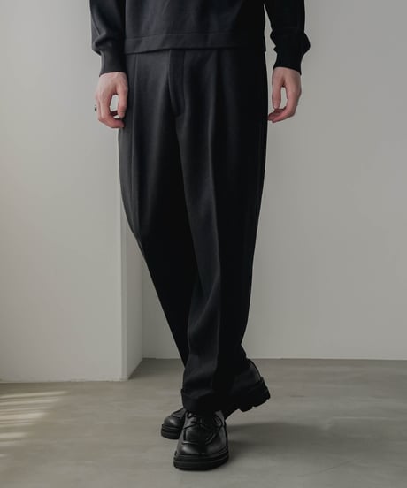 HERRINGBONE TWEED WIDE TAPERED TROUSERS