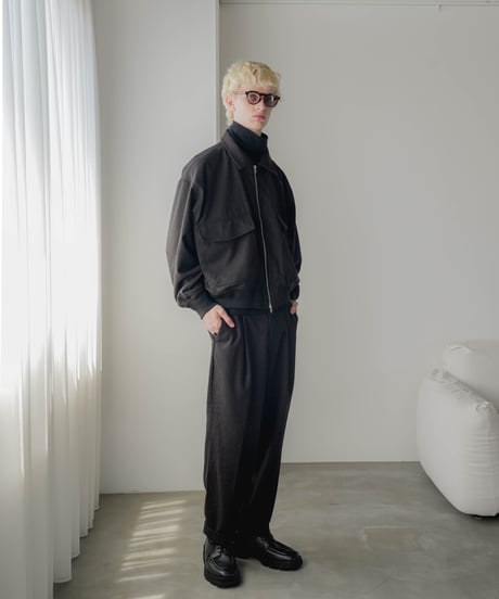 HERRINGBONE TWEED WIDE TAPERED TROUSERS