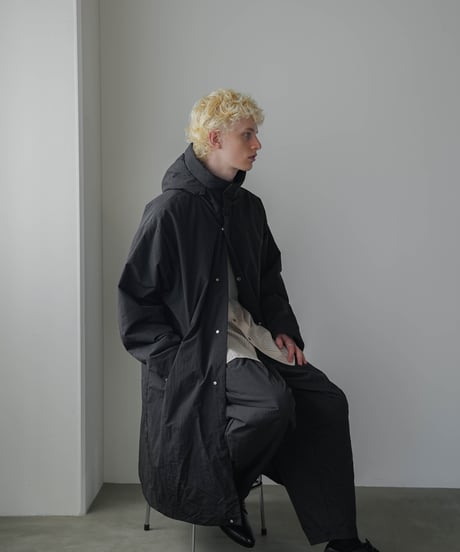 PADDED NYLON HOODED COAT
