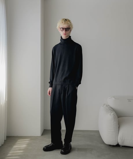 HERRINGBONE TWEED WIDE TAPERED TROUSERS