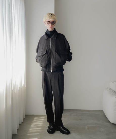 HERRINGBONE TWEED WIDE TAPERED TROUSERS