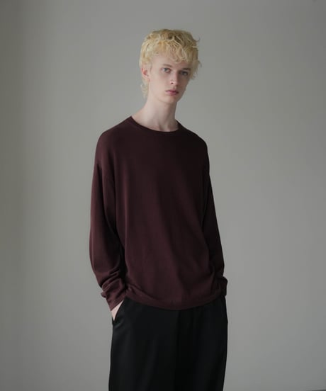 LUXURY MATERIAL SILK COTTON KNIT L/S TEE