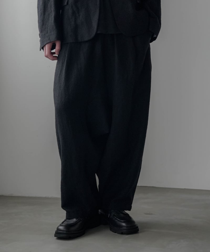 SHRINK WOOL LINEN ARTISAN SAROUEL PANTS | CTHY